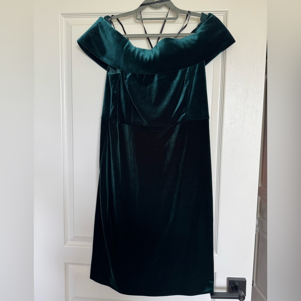 NWT Forest green off the shoulder velvet dress